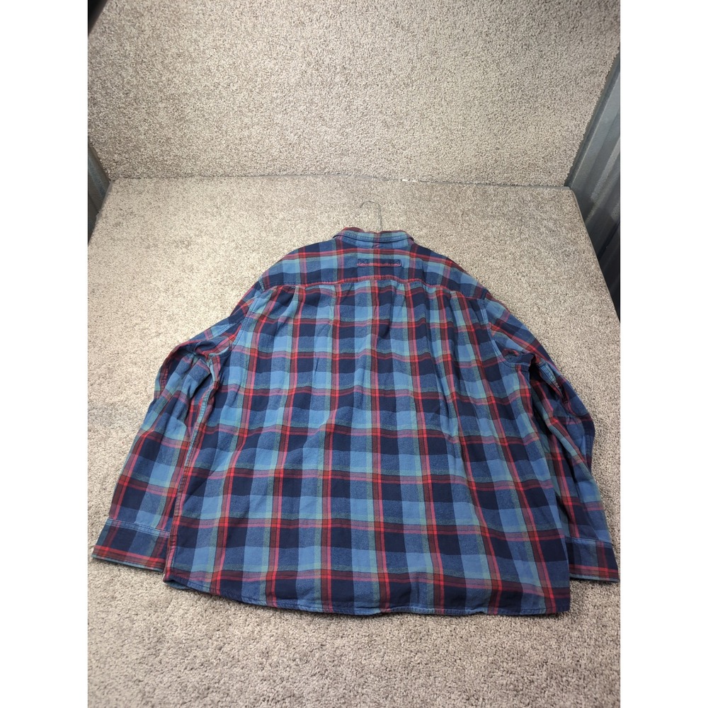 Duluth Trading Co Mens XL Relaxed Fit Flannel Shirt Blue Red Plaid Long Sleeve - Picture 7 of 7
